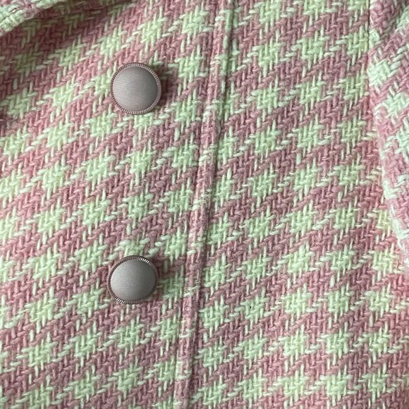 vintage Chadwicks Pink & cream ivory Wool Houndstooth mid length Coat Size 10 - Picture 8 of 9